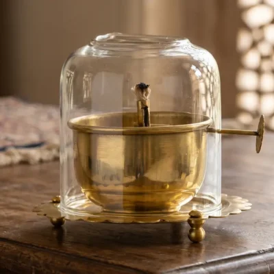 Brass Glass Lantern for Home Décor & Festive Lighting