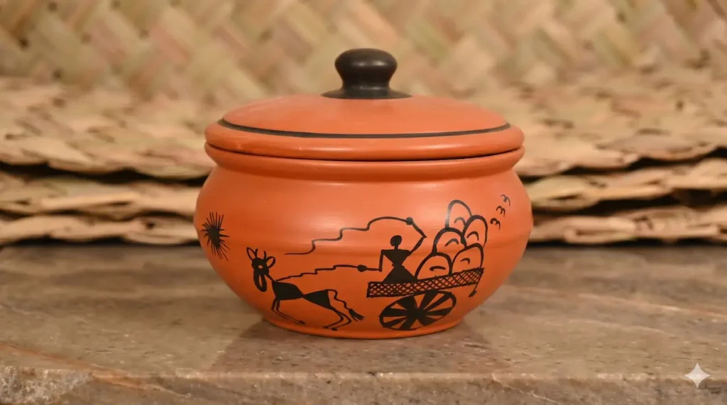Terracotta Clay Serving Pot – Traditional Indian Cookware, Eco-Friendly Kitchen Essential