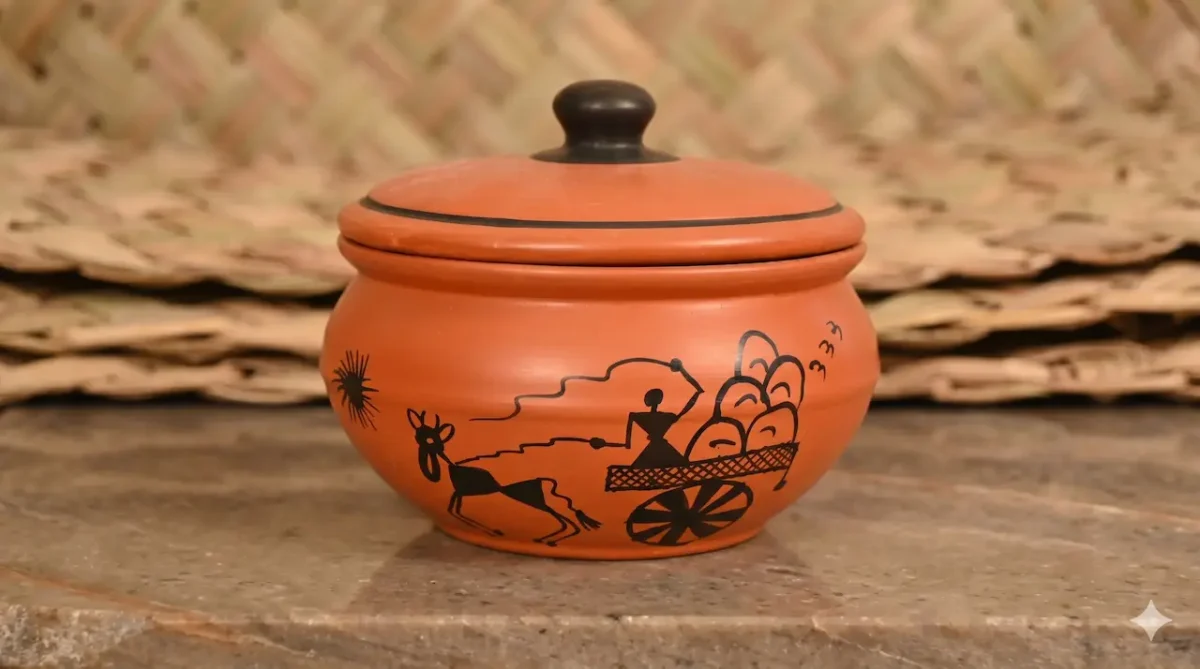 Terracotta Clay Serving Pot – Traditional Indian Cookware, Eco-Friendly Kitchen Essential
