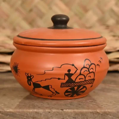 Terracotta Clay Serving Pot – Traditional Indian Cookware, Eco-Friendly Kitchen Essential