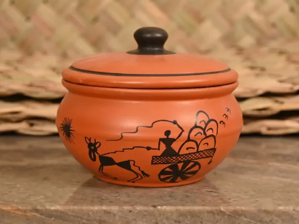 Terracotta Clay Serving Pot – Traditional Indian Cookware, Eco-Friendly Kitchen Essential