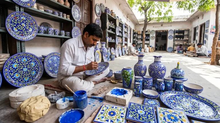 No Clay, No Wheel—So How Is Blue Pottery Made?