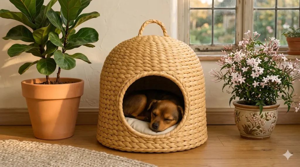Handwoven Jute Basket for Pets Durable and Breathable